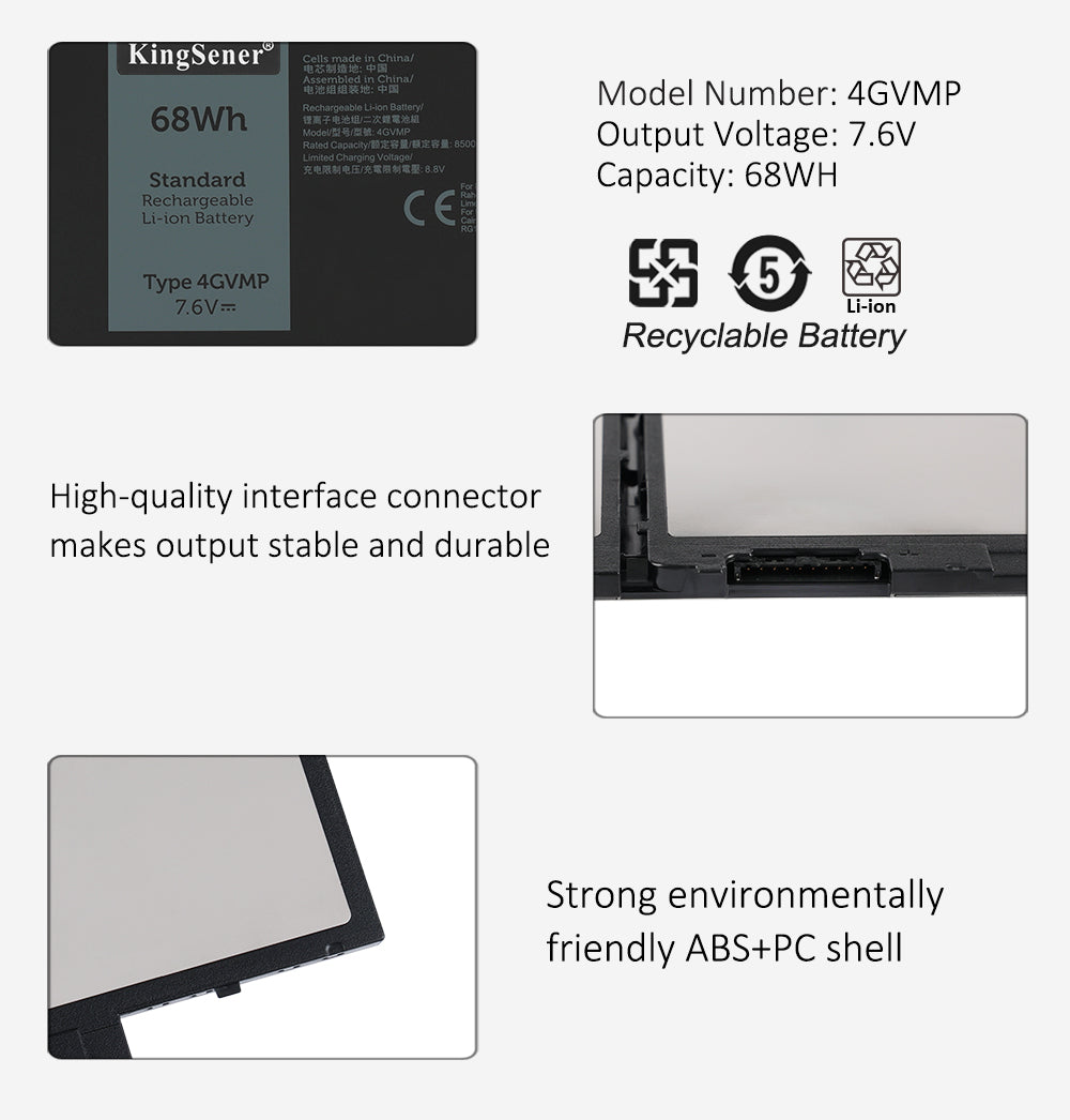 Bateria Kingsener 4GVNP R8D7N para laptop Dell Latitude 5400 5500 Precision 3540 Inspiron 7590 7591 7791 2 em 1 P84F P42E