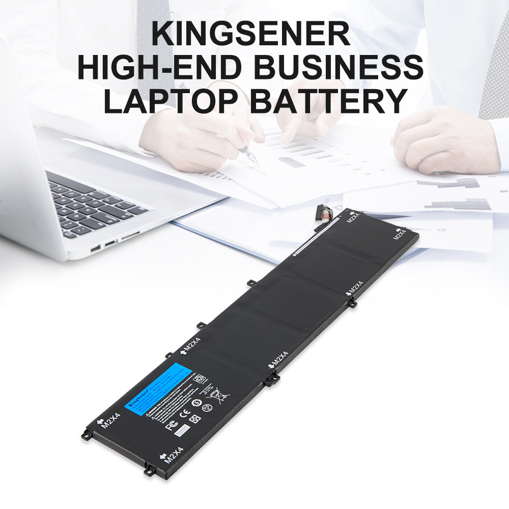 Dell 6GTPY 97Wh notebook battery assembly showing gold plated connector pins and model identification