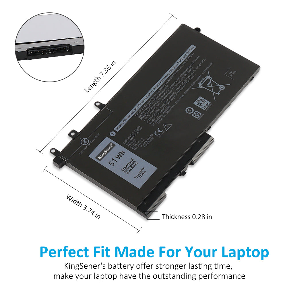 Batería Kingsener 93FTF de repuesto para portátiles Dell 5480, 5490, 5580, 5590, 5495, 5491, M3520, M3530, E5480, E5490, E5580, E5590