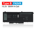 FK0VR Type B battery 15.2V 58Wh 4-cell high-capacity version, KingSener certified Li-ion cells with full regulatory compliance