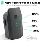 4-LED power display G-MVP drone battery showing 25%, 55%, 75%, 100% charge status