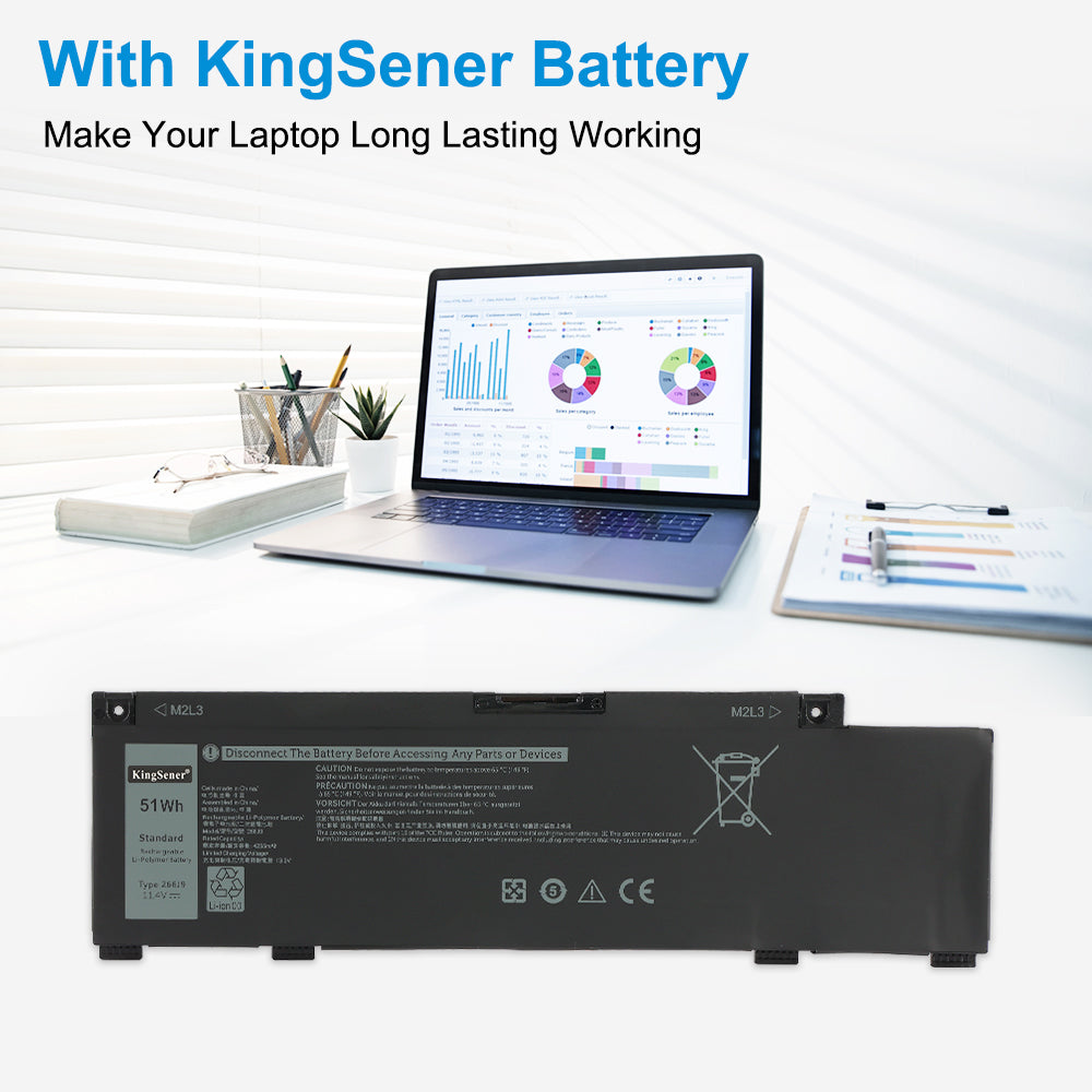 DELL G3 laptop powered by KingSener 266J9 replacement battery 11.4V 51Wh 4255mAh for long-lasting working