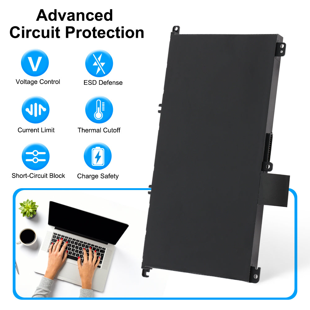 357F9 replacement laptop battery 74Wh 11.1V for Alienware, 6-layer circuit protection Voltage Current ESD Thermal Short