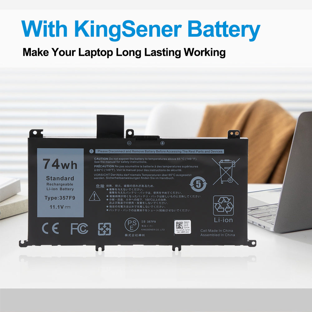 357F9 replacement laptop battery 74Wh 11.1V for Alienware, long-lasting working power office travel