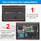 357F9 replacement laptop battery 74Wh 11.1V for Alienware, step-by-step replacement guide unscrew 5 screws