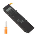 5XJ6R battery full back view with warning labels, recycling symbols, M2xL4 screw points, flexible connector cable visible on top