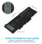 FK0VR battery exact dimensions 9.53 x 3.54 x 0.20 inches, 15.2V 58Wh Li-ion specification, precise fit for Dell laptop battery bay