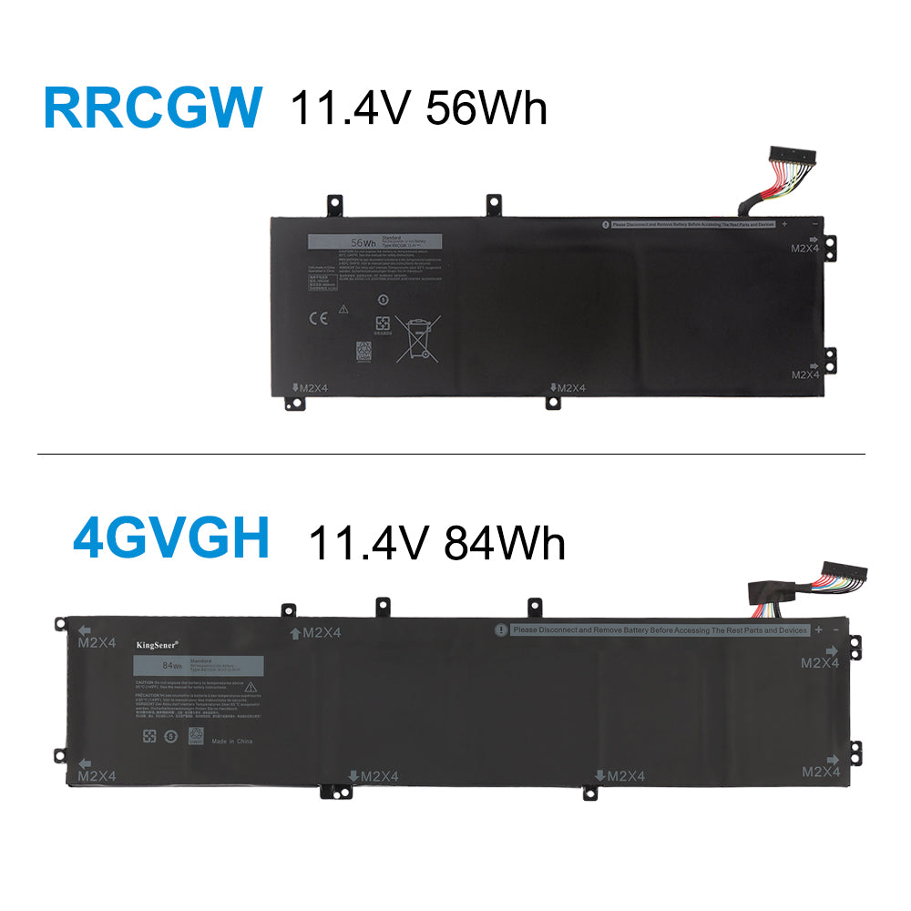 RRCGW 11.4V 56Wh compact 3-Cells version compared to 4GVGH 11.4V 84Wh extended 6-Cells for Dell XPS 15 9550 Precision 5510 laptop
