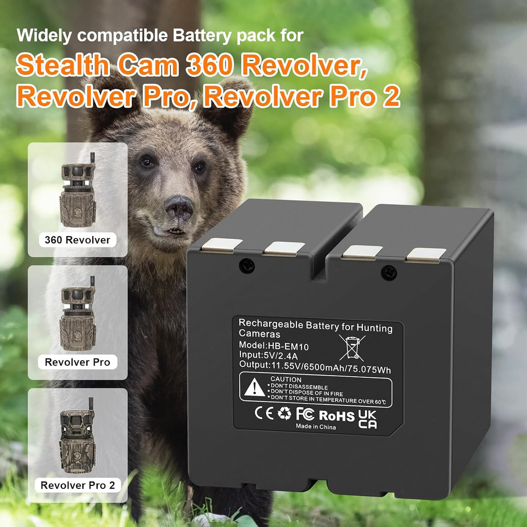 HB-EM10 Replacement Battery For Stealth Cam 360 Max & Revolver Pro 6500mAh