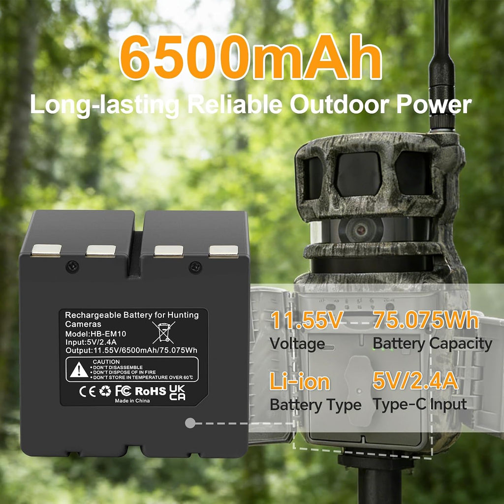 HB-EM10 Replacement Battery For Stealth Cam 360 Max & Revolver Pro 6500mAh