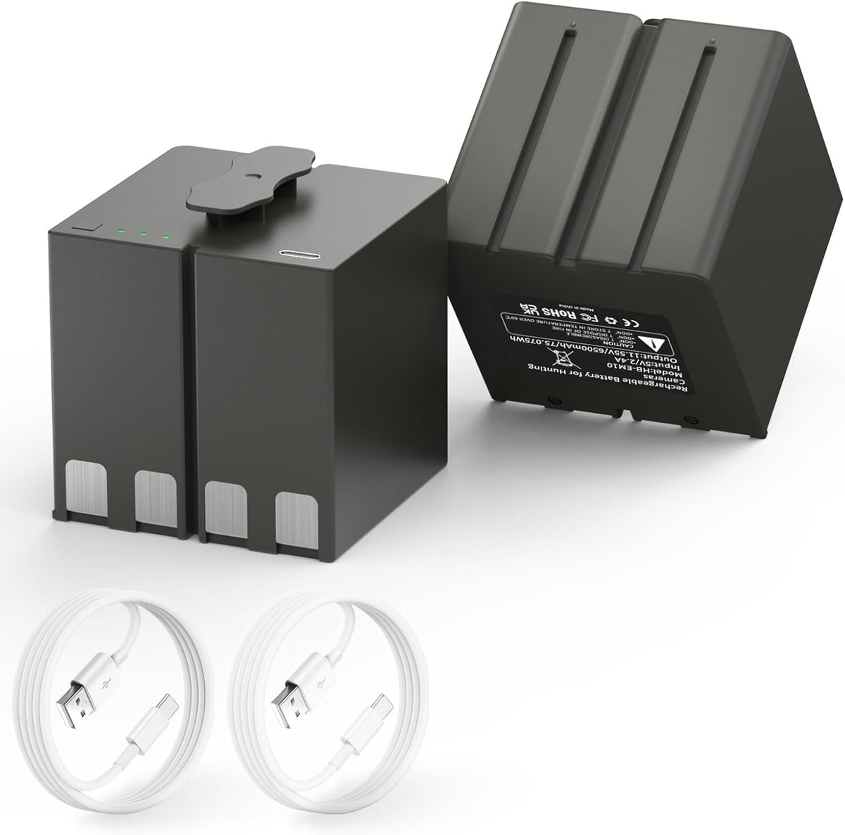 2 PCS HB-EM10 Replacement Battery For Stealth Cam 360 Max & Revolver Pro 6500mAh