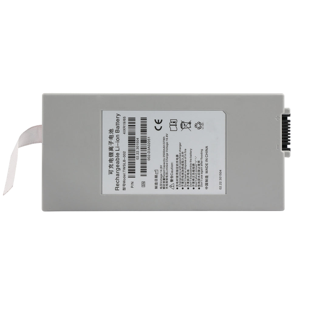 Edan TWSLB-002 patient monitor replacement battery 14.8V 5200mAh 74Wh white, label and warnings