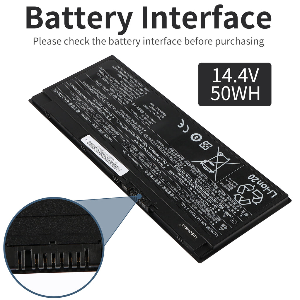 FPB0338S battery interface connector with multi-pin plug close-up, 14.4V 50Wh for Fujitsu LifeBook