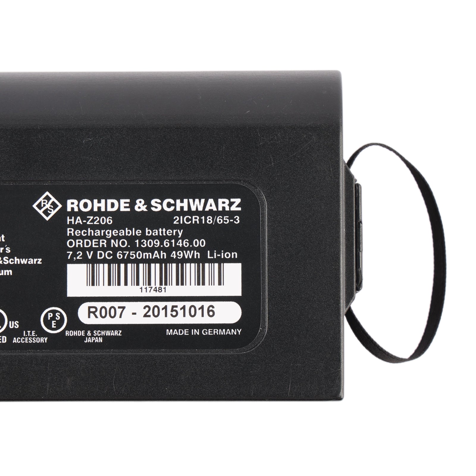 HA-Z206 Replacement Battery For Rohde & Schwarz FSH13 FSH20 FSH4 FSH8 - Front View on White