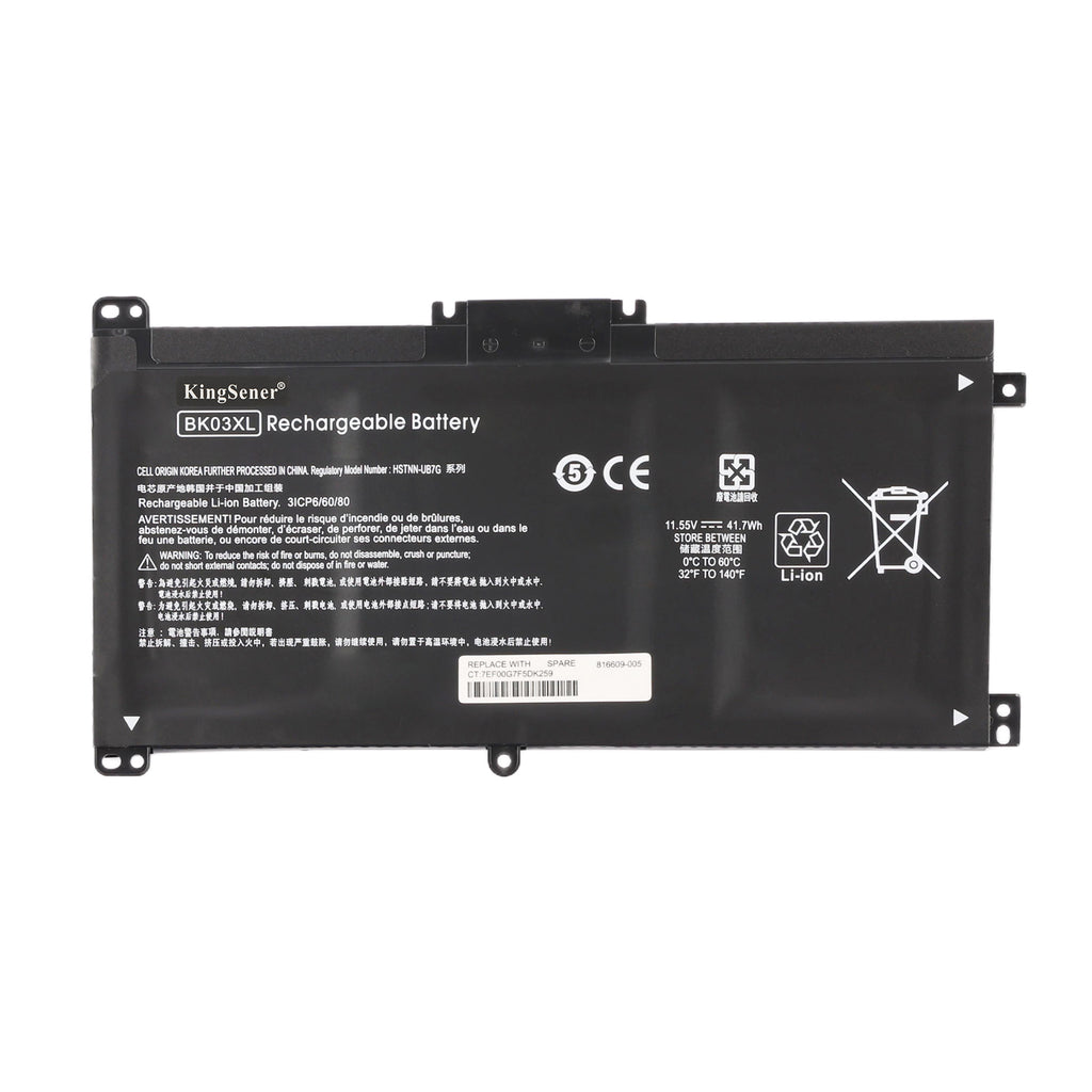 HP BK03XL replacement Li-ion laptop battery 11.55V 41.7Wh white background product main image