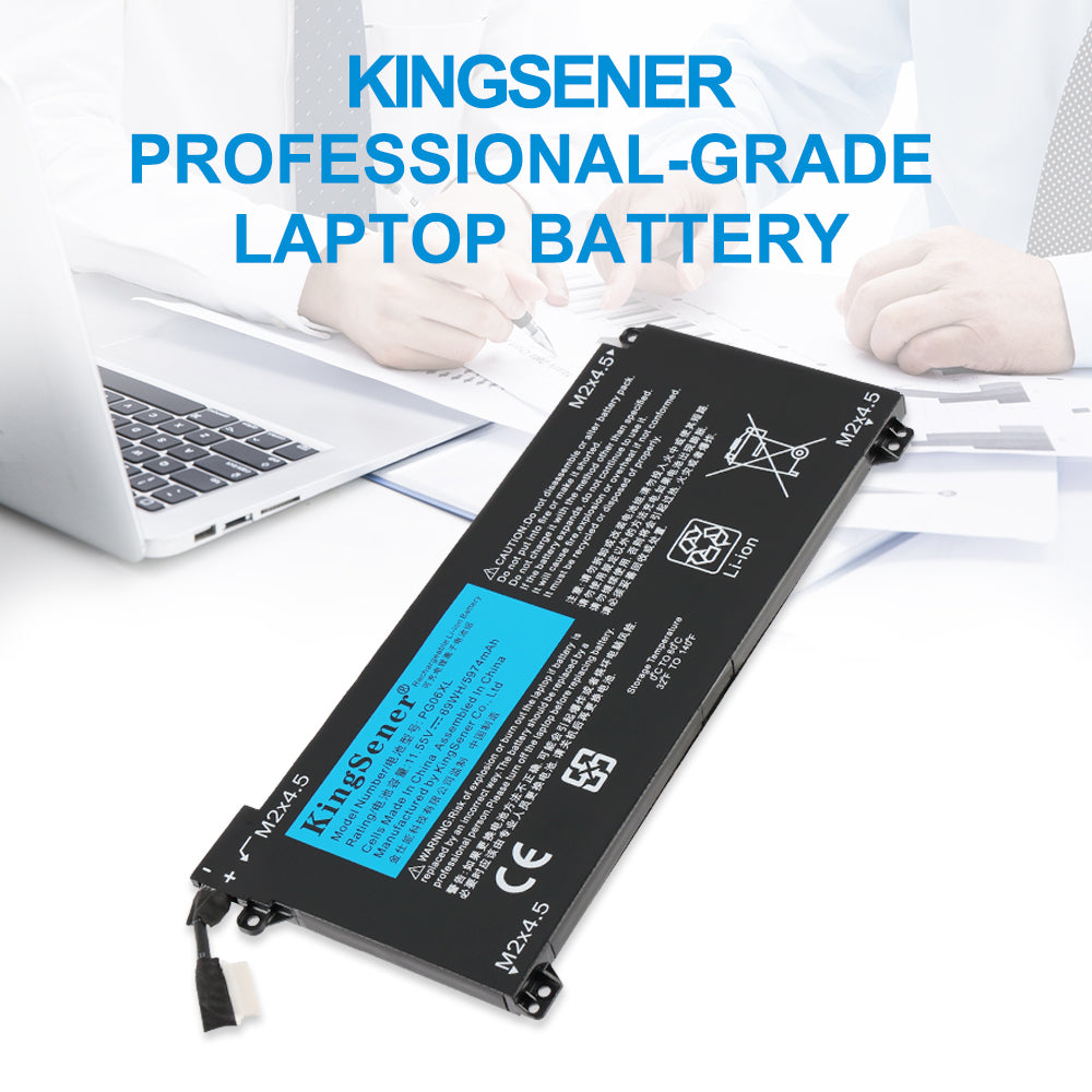 PG06XL professional-grade laptop battery for HP Omen 15-DH1065CL 15-DH1088NR, 11.55V 69Wh Li-ion, office working scene with notebook