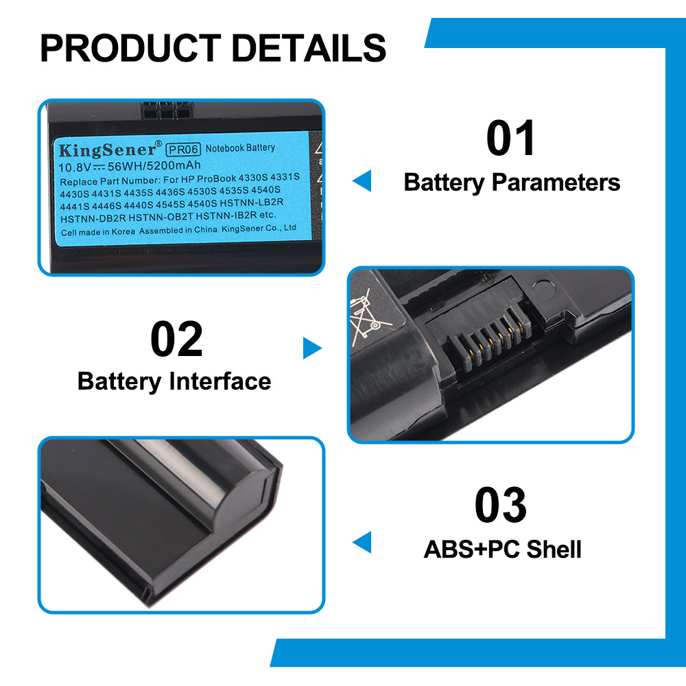 KingSener PR06 Laptop Battery For HP Probook 4530S 4540S 4440S Series - Product Details