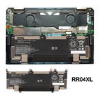 HP RR04XL replacement Li-polymer laptop battery 15.4V 60.76Wh installation diagram inside HP gaming laptop