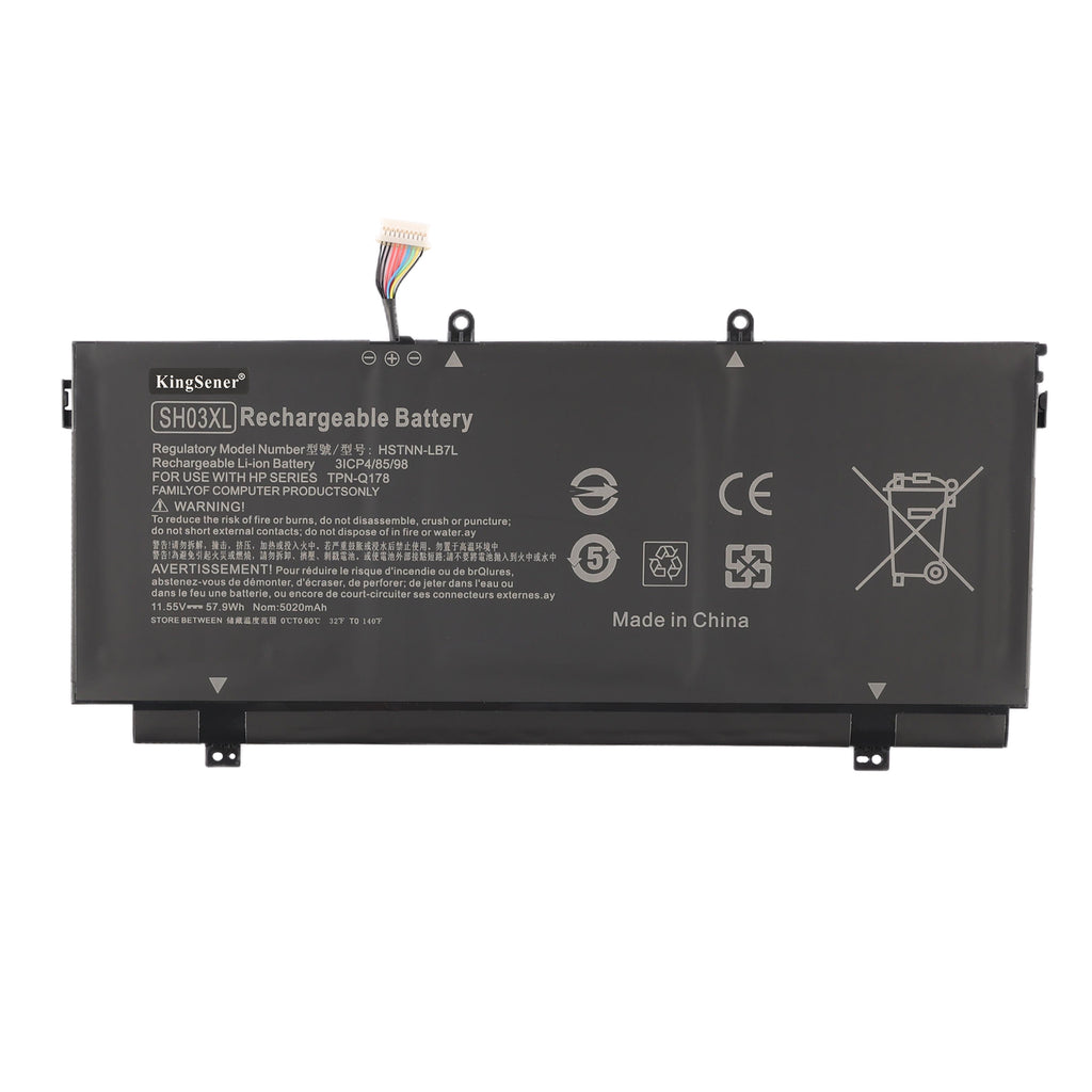 HP SH03XL replacement Li-ion laptop battery 11.55V 57.9Wh 5020mAh white background product main image