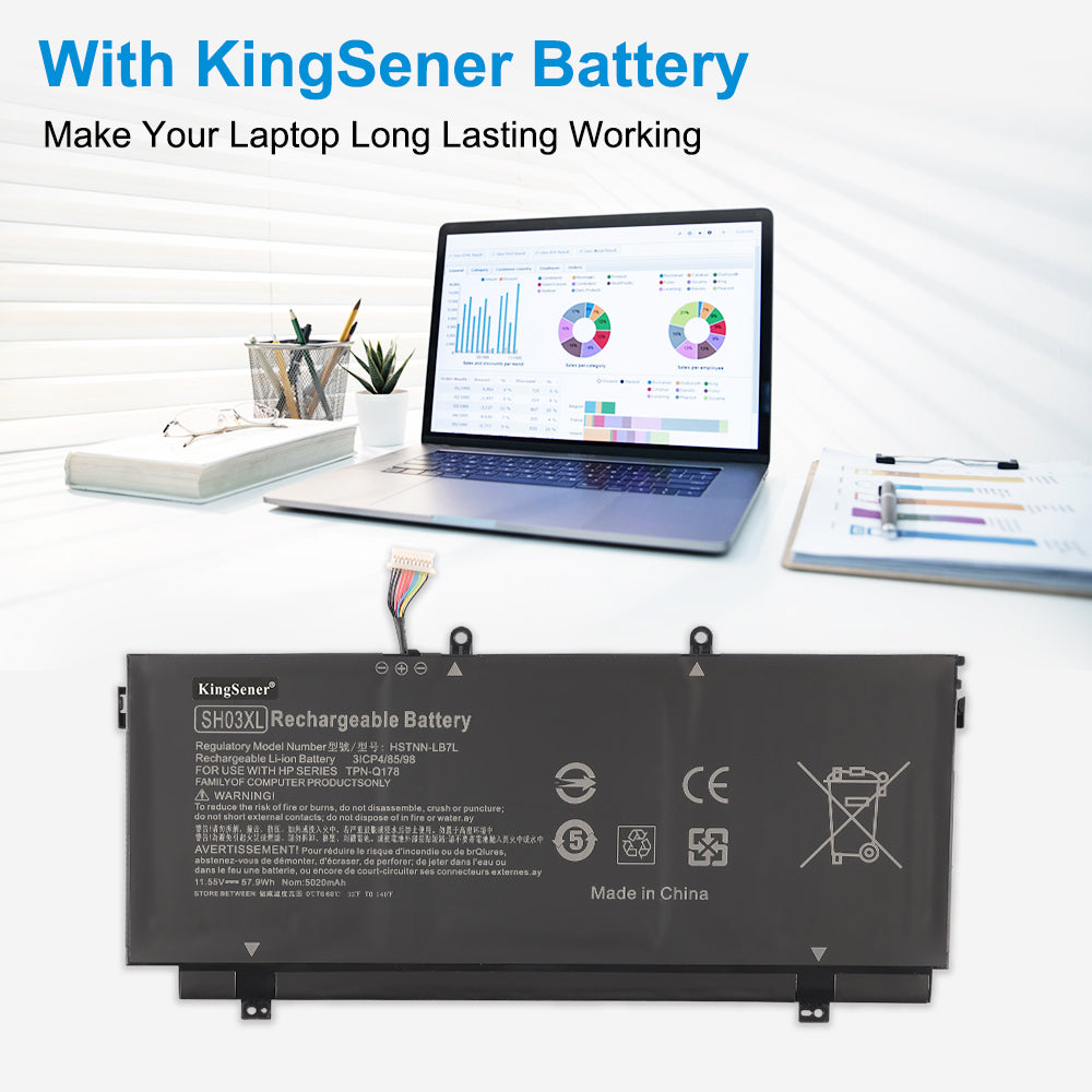 HP SH03XL replacement Li-ion laptop battery 11.55V 57.9Wh 5020mAh for long lasting working performance