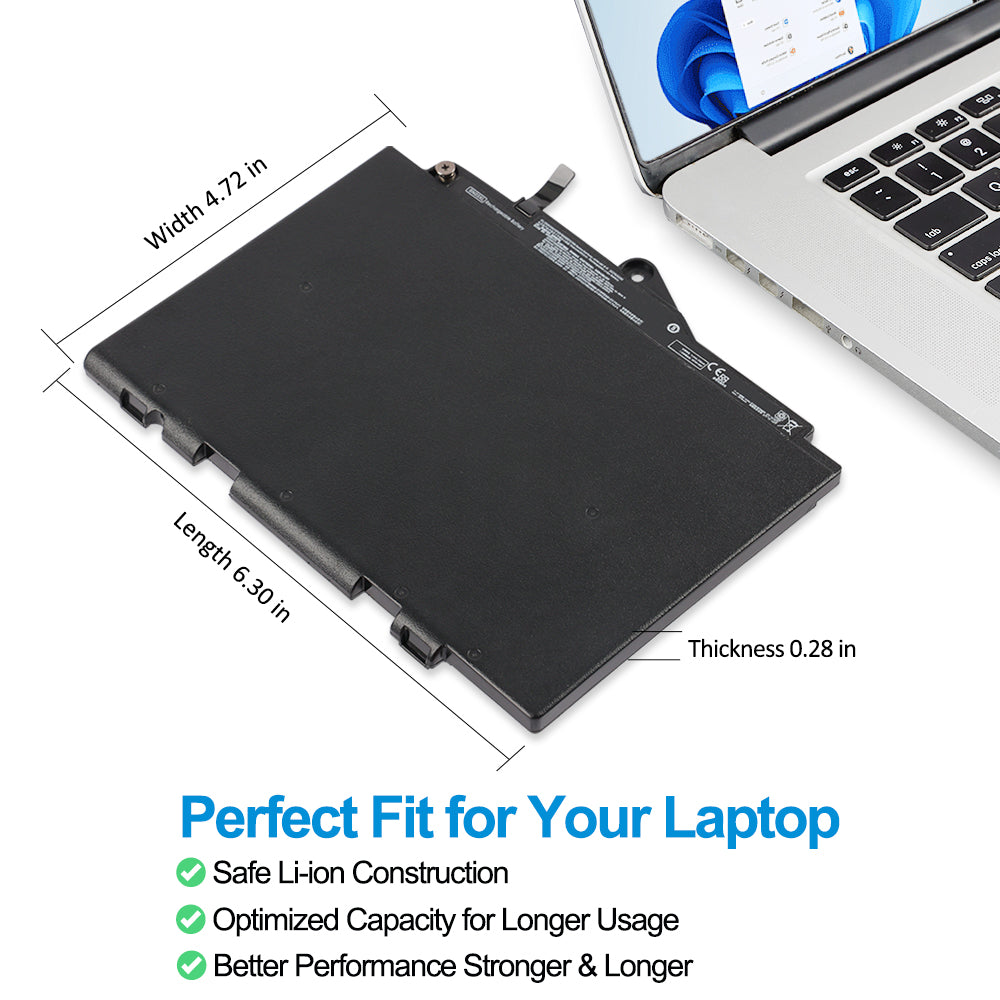 SN03XL battery perfect fit with dimensions 6.30in 4.72in 0.28in, safe Li-ion construction optimized capacity for HP EliteBook 8xx series laptop