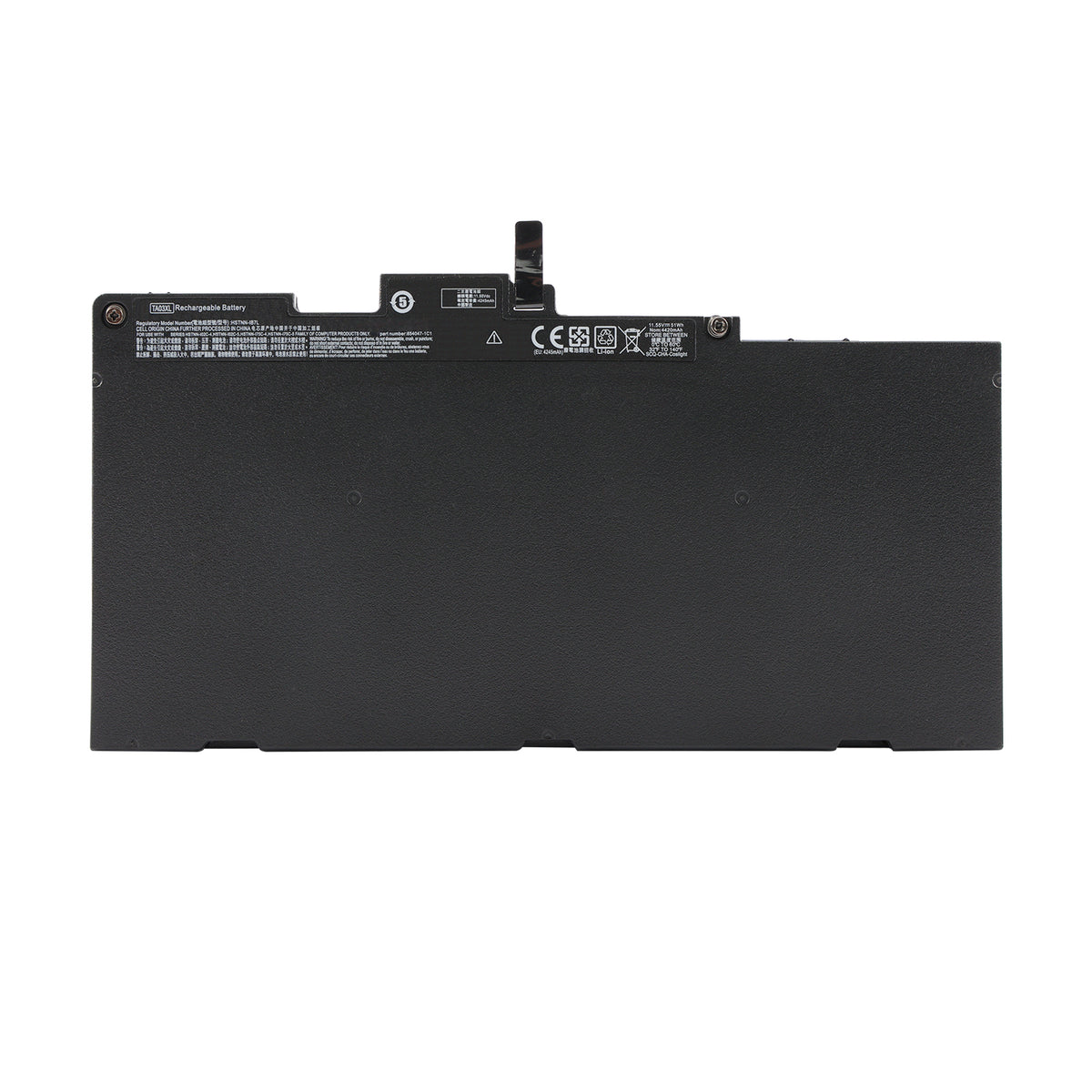 TA03XL 11.55V 51Wh 4420mAh HP replacement battery white background hero shot, HSTNN-IB7L model for EliteBook 830 G5 ZBook 14u G5 ultrabook