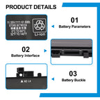 HP TE03XL replacement laptop battery 11.55V 61.6Wh 5333mAh, battery interface connector and M2 L4 buckle detail