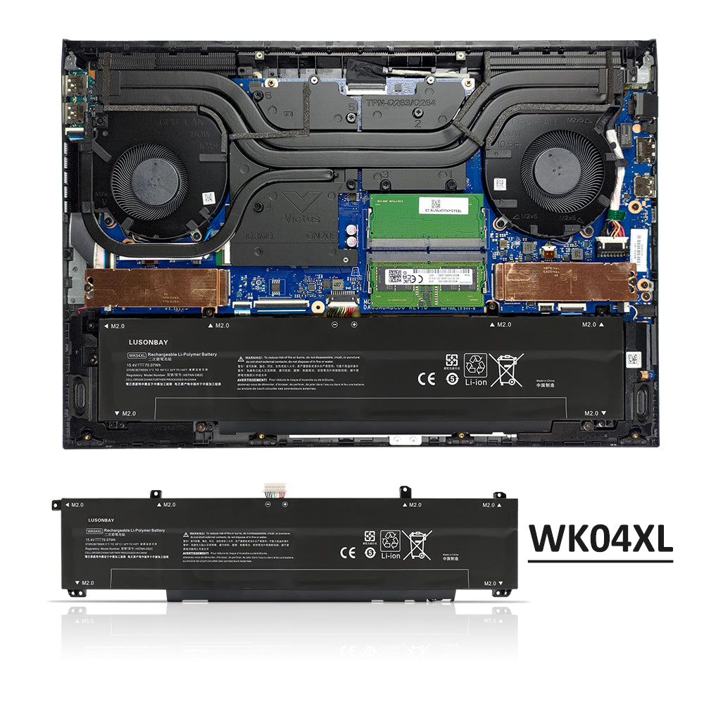 LUSONBAY WK04XL Replacement Battery For HP OMEN 16-b 16-c Gaming Laptop HSTNN-IB9V - Installation illustration