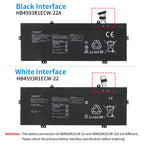 HB4593R1ECW-22 white interface vs HB4593R1ECW-22A black interface comparison, connector differences for Huawei MateBook 14 battery compatibility check