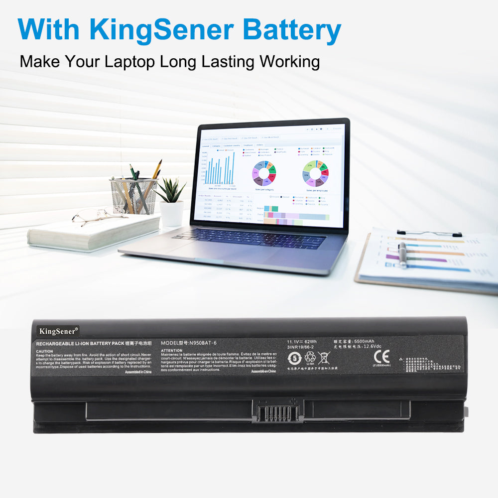 N950BAT-6 replacement Li-ion laptop battery 11.1V 62Wh 5500mAh for long lasting working performance