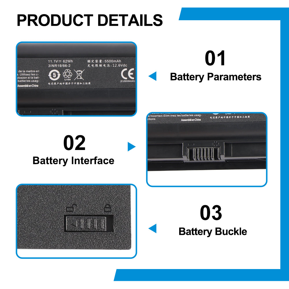 N950BAT-6 replacement Li-ion laptop battery 11.1V 62Wh 5500mAh product details 9-pin interface LOCK UNLOCK buckle
