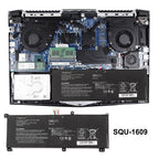Hasee SQU-1609 replacement Li-ion laptop battery 11.49V 82.49Wh installation inside gaming notebook chassis