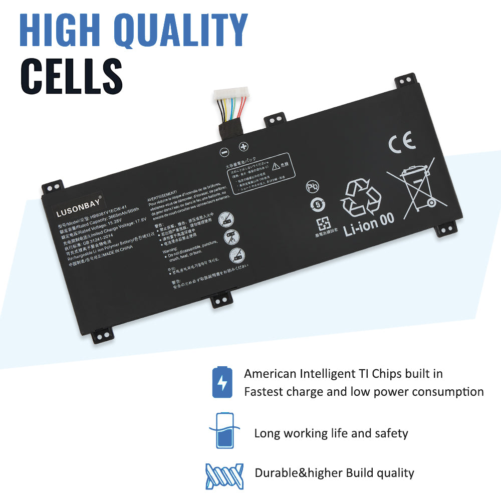 HB6081V1ECW-41 high quality Li-ion cells for Huawei MateBook D16, TI chips built-in for fast charge and safety
