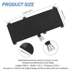 HB6081V1ECW-41 battery dimensions 8.66 x 3.15 x 0.24 inches for Huawei MateBook, size diagram with gold plated connector