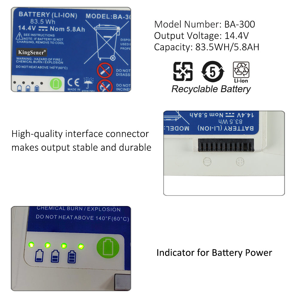 BA-300 battery with portable oxygen concentrator machine carrying strap, 14.4V 83.5Wh Li-ion for mobile oxygen therapy