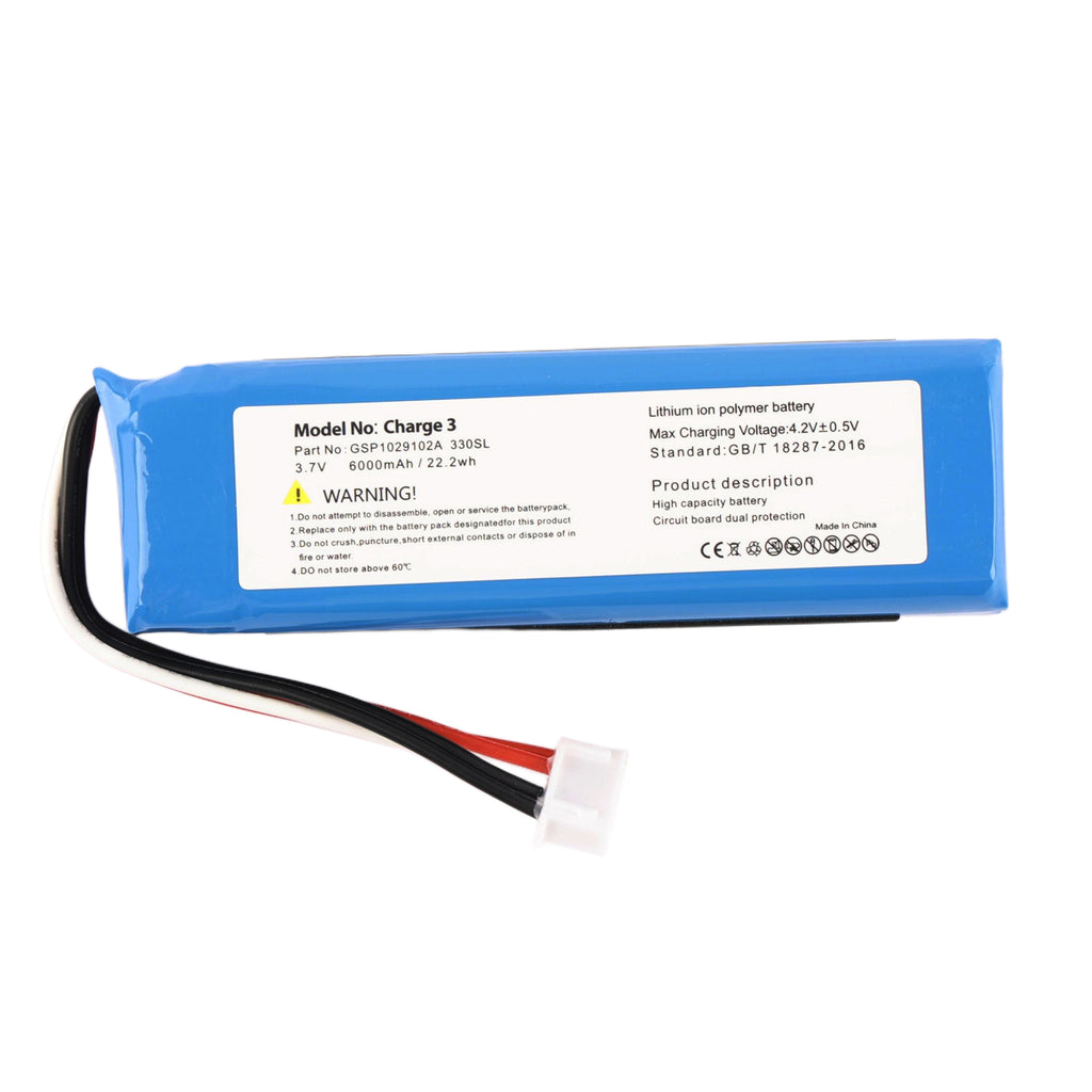 Replacement Li-ion Battery for JBL Charge 3 Speaker GSP1029102A 330SL - Front View on White