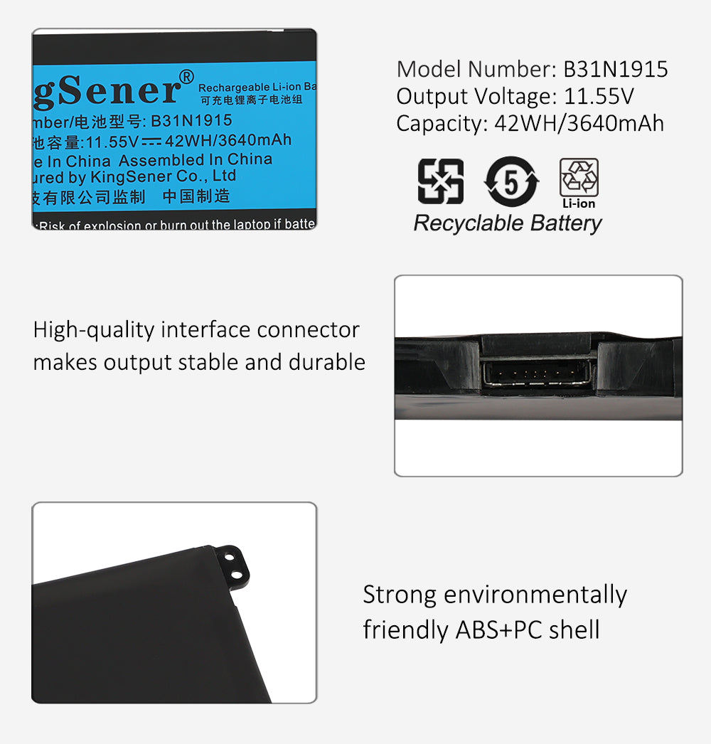 Kingsener-B31N1915-11.55V-42WH-3640mAh-Battery
