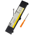 L13M4P02 laptop battery for Lenovo Y50-70 Y70-70, 7.4V 54Wh 7400mAh, with orange precision screwdriver and long slim casing.