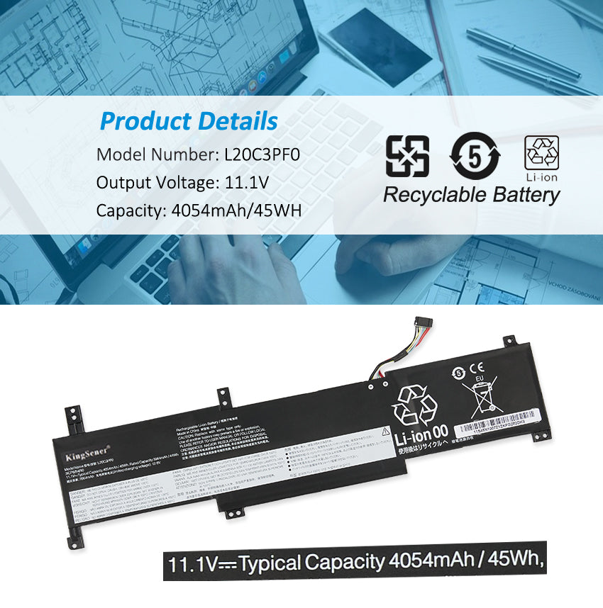 L20C3PF0 L20L3PF0 L20M3PF0 Laptop Battery For Lenovo IdeaPad 3-14ITL6 3-15ITL6 3-17ITL6 S14 G2  V14 V15 G2 G3 V17 G2 K14 21CS, 21CT, 21CV, 21CU | KingSener