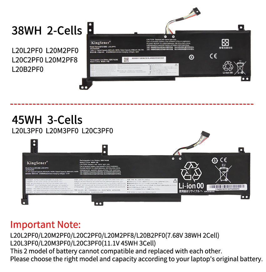L20C3PF0 L20L3PF0 L20M3PF0 Laptop Battery For Lenovo IdeaPad 3-14ITL6 3-15ITL6 3-17ITL6 S14 G2  V14 V15 G2 G3 V17 G2 K14 21CS, 21CT, 21CV, 21CU | KingSener
