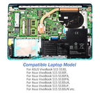 B31N1729 battery mounting inside Asus VivoBook S15 S530 laptop, internal installation with compatible model list shown
