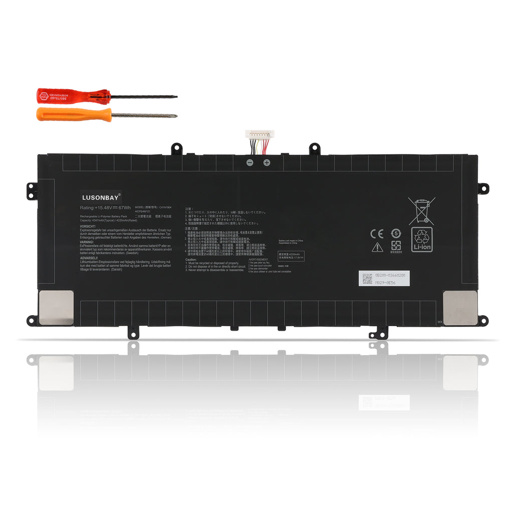 LUSONBAY C41N1904 Replacement Battery For ASUS ZenBook 14 UX425UA UM425IA UX425EA - Front View on White