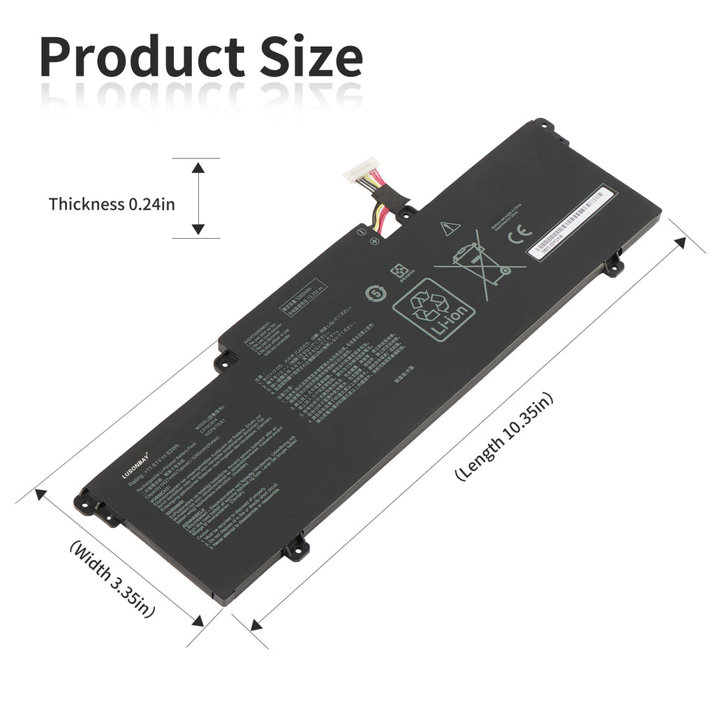 LUSONBAY C31N1914 Laptop Battery for Asus ZenBook 13 UX425UG 14 UX435EA UX435EA-A5007T - Product Size