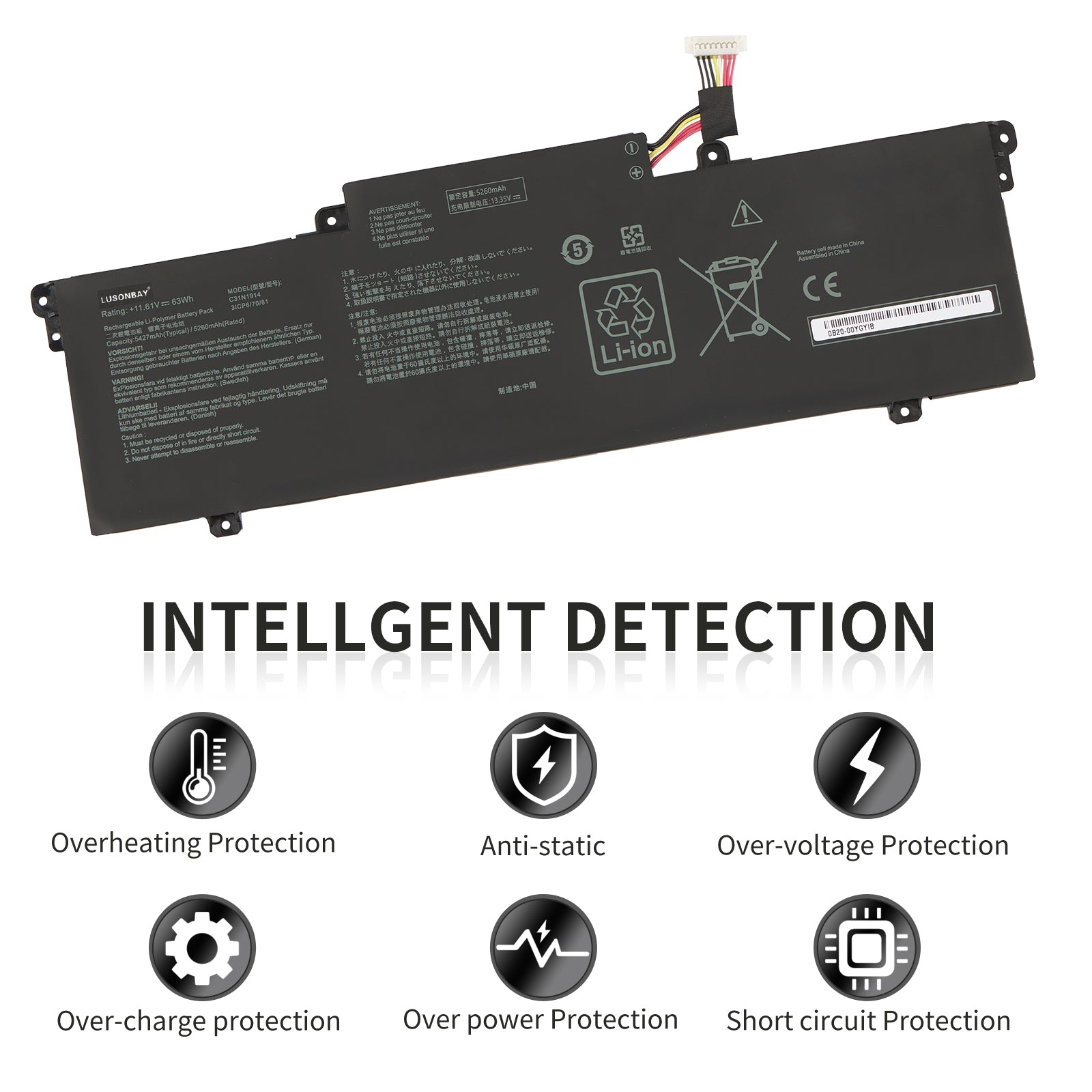 LUSONBAY C31N1914 Laptop Battery for Asus ZenBook 13 UX425UG 14 UX435EA UX435EA-A5007T - Intellgent Detection