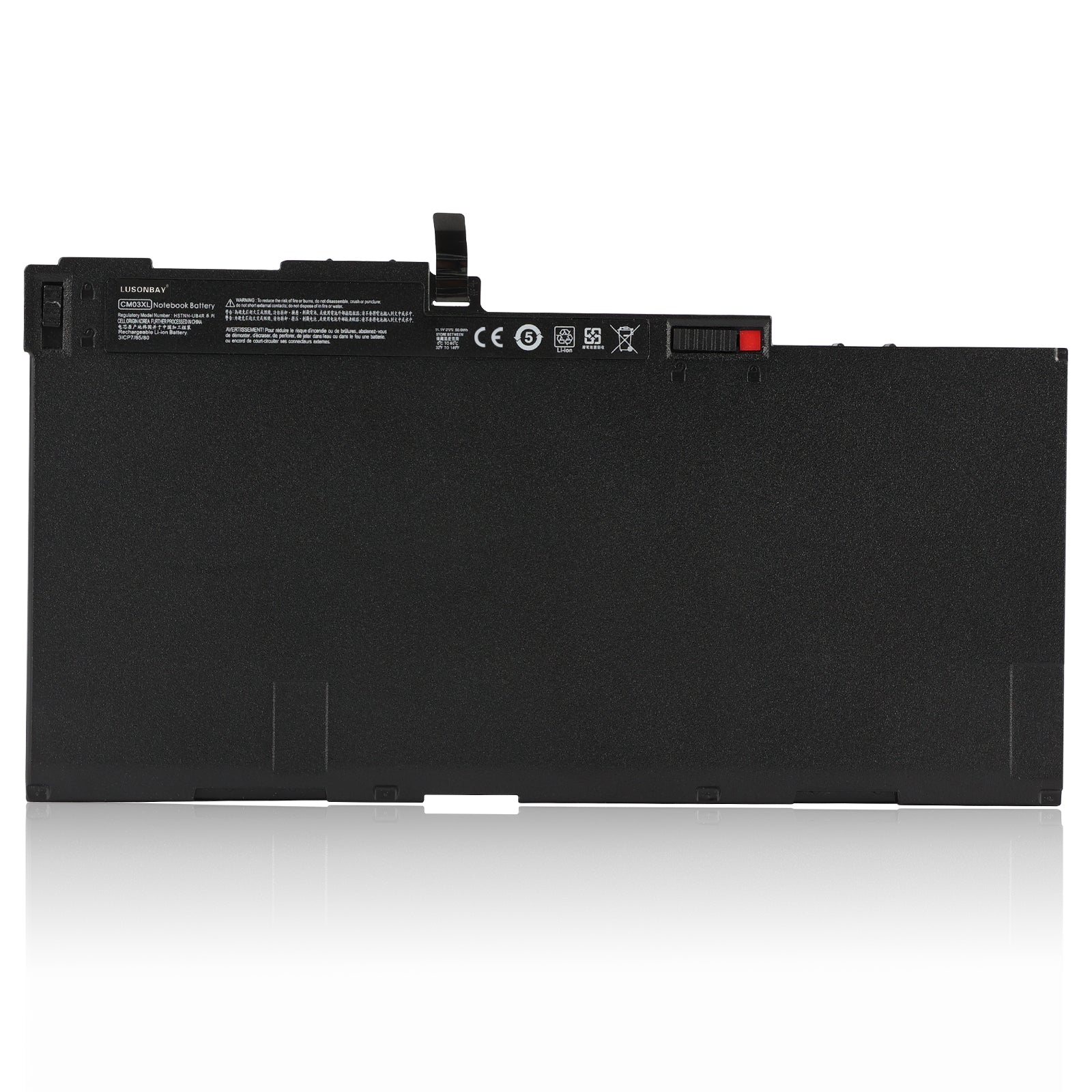 LUSONBAY CM03XL Battery For HP EliteBook 840 G1 G2 745 850 G1 G2 HSTNN-IB4R - Front View on White