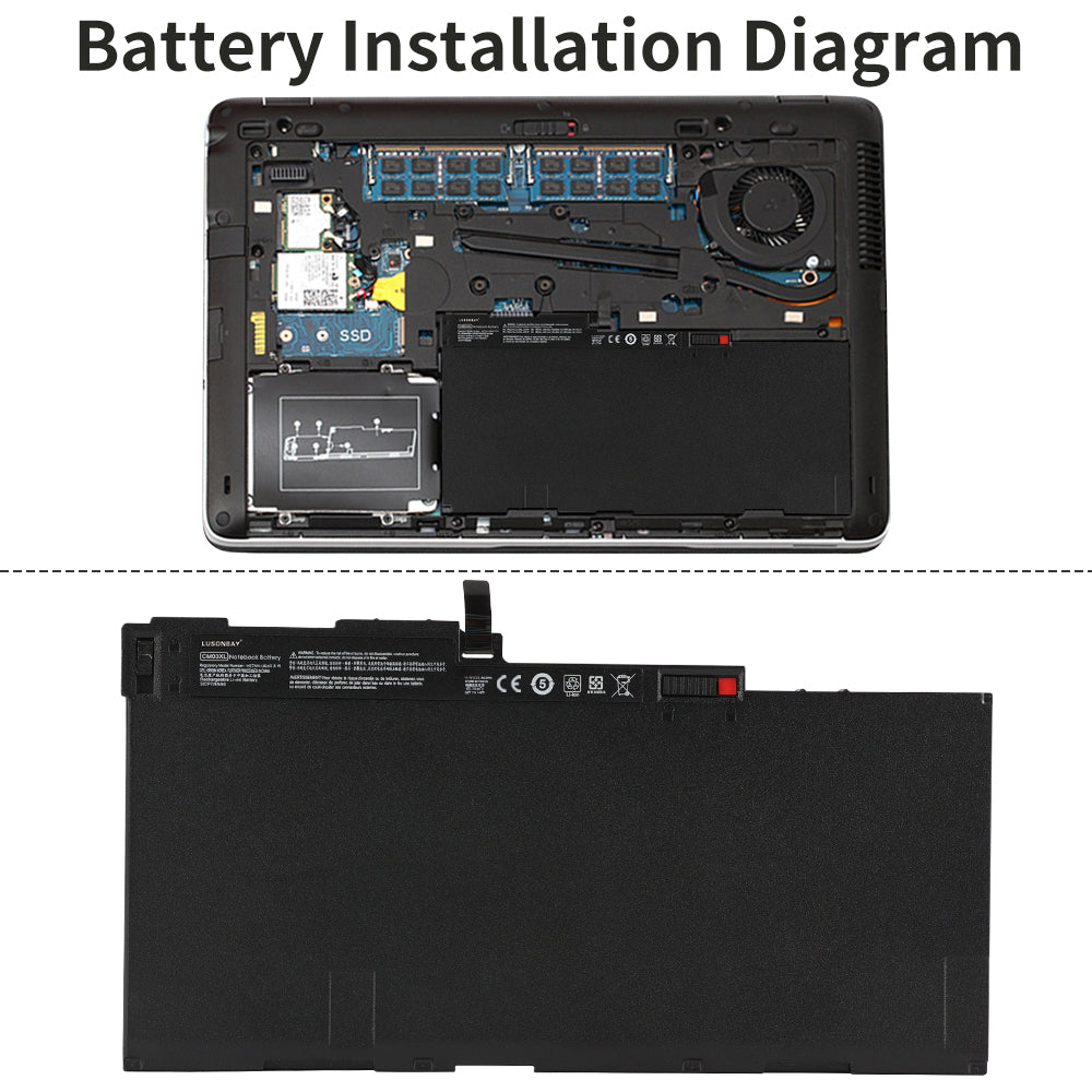 LUSONBAY CM03XL Battery For HP EliteBook 840 G1 G2 745 850 G1 G2 HSTNN-IB4R - Installation illustration