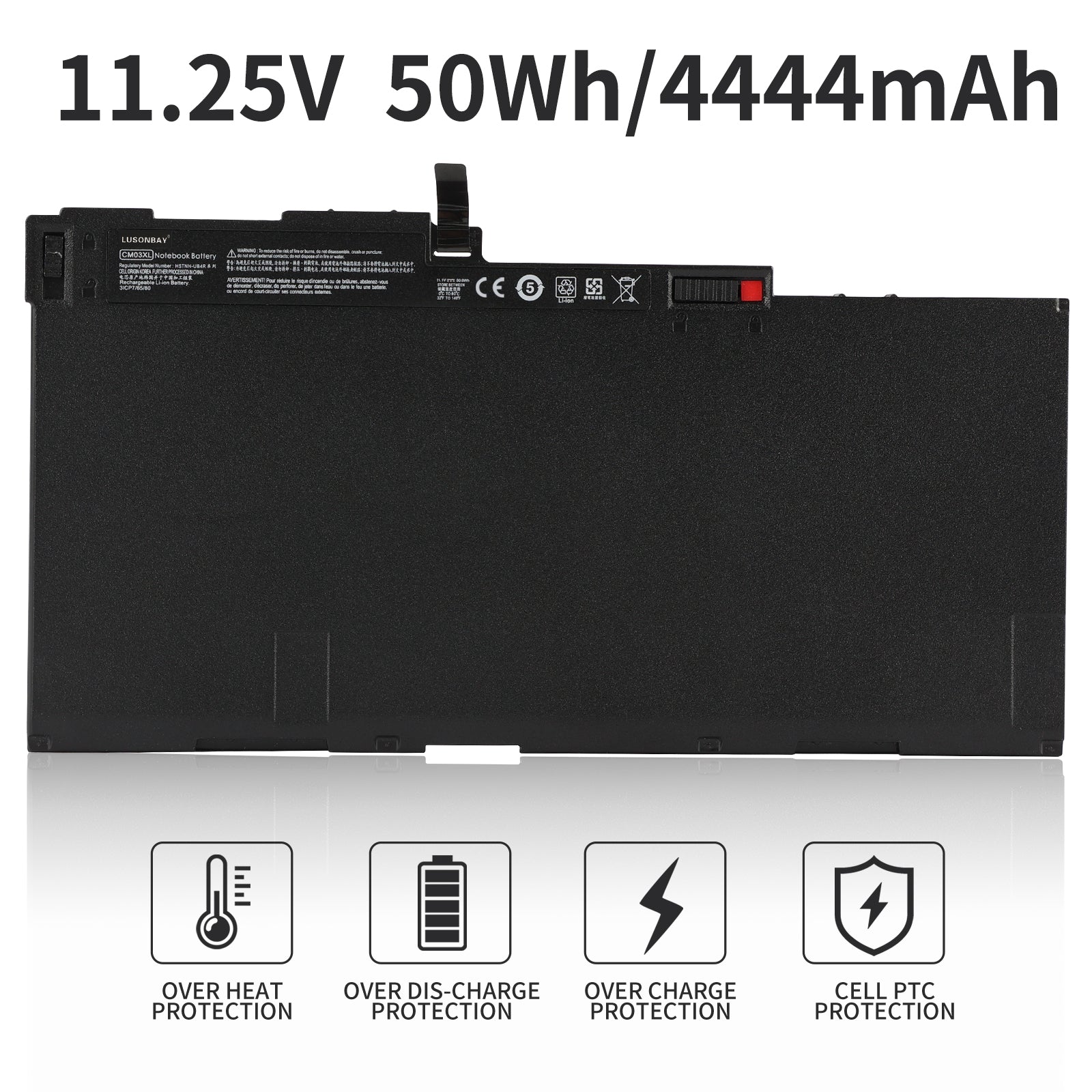 LUSONBAY CM03XL Battery For HP EliteBook 840 G1 G2 745 850 G1 G2 HSTNN-IB4R - 11.25V 50Wh/4444mAh