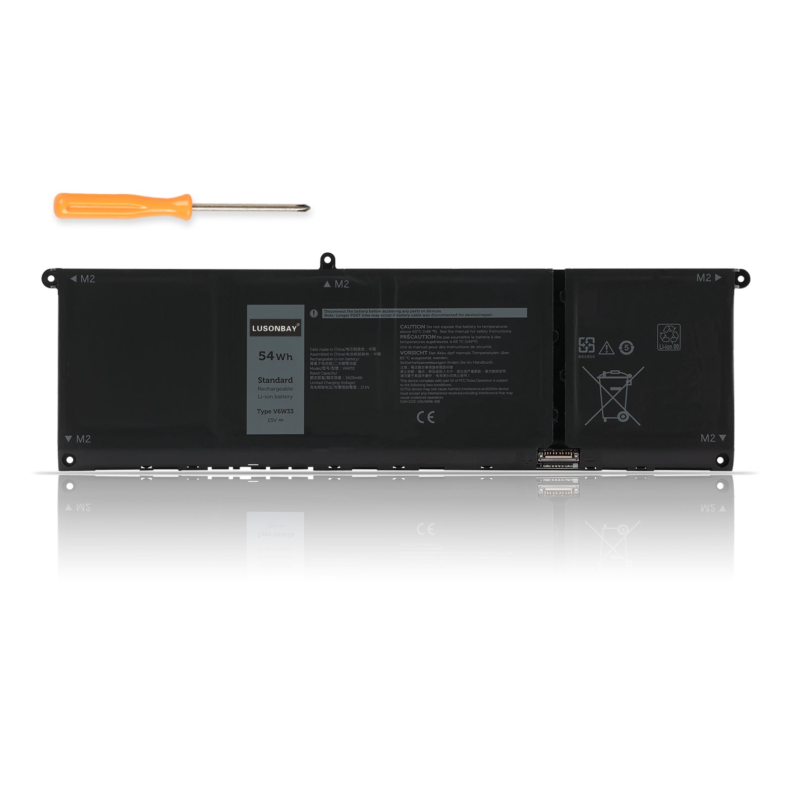 LUSONBAY V6W33 Laptop Battery For Dell Vostro 16 5620 5625 series - Front View on White