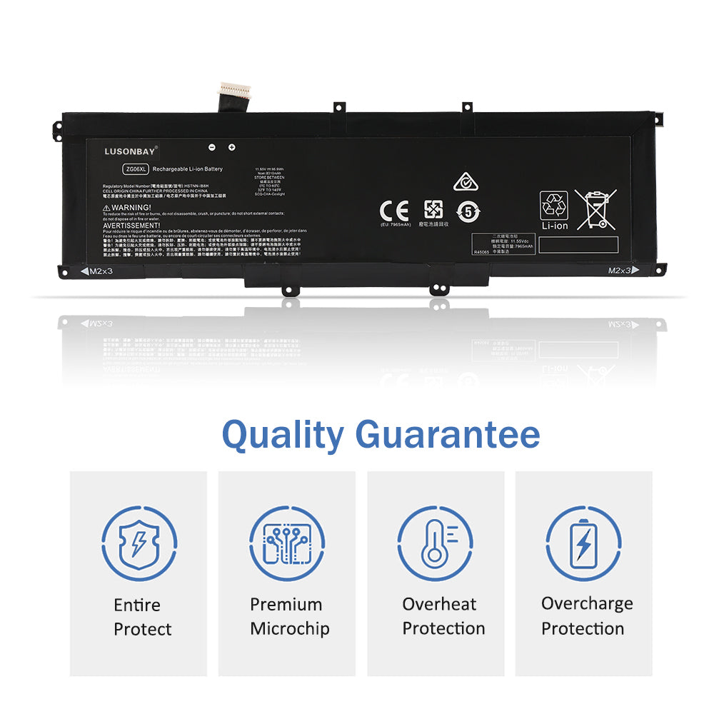 ZG06XL HP ZBook Studio battery quality guarantee with entire protection microchip overheat overcharge safety icons