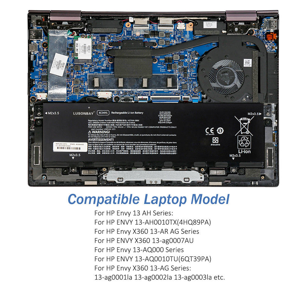 LUSONBAY KC04XL Battery For HP Envy 13 AH Series 13-AH0010TX 13-AH0011TX - Compatible Laptop Model